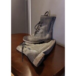 Roan by Bed Stu Affair Combat Boots Lace Up Side Zip Taupe Tan Suede Ladies 7